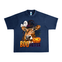 Navy Boo Heifer Cow with Halloween Urban Heavy Tee - texasbilliewilder