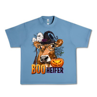 Pebble Blue Boo Heifer Cow with Halloween Urban Heavy Tee - texasbilliewilder