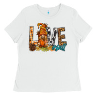 White Love Fall Gnome Ladies Tee - BundleAndBundleShop