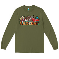 Army Green Game day football popcorn Long Sleeve Tee - HowdyJamesFarm