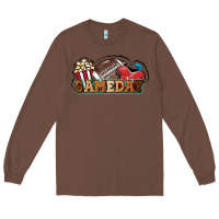 Chestnut Game day football popcorn Long Sleeve Tee - HowdyJamesFarm