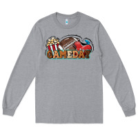 Heather Grey Game day football popcorn Long Sleeve Tee - HowdyJamesFarm