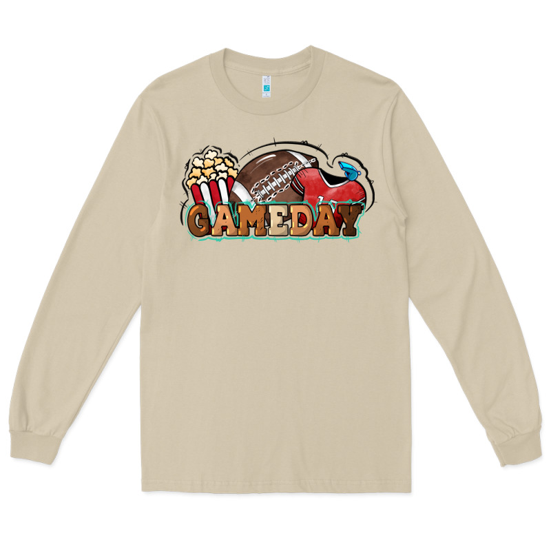 Game Day Football Popcorn Long Sleeve Tee by HowdyJamesFarm | Teevron