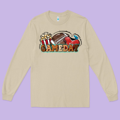 Game Day Football Popcorn Long Sleeve Tee Designed By Howdyjamesfarm