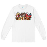 White Game day football popcorn Long Sleeve Tee - HowdyJamesFarm