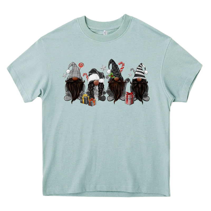 Grey Christmas Afro Gnomies Heavy Core Tee by MaliasSmallBusiness | Teevron
