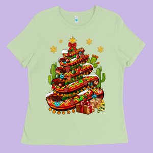 Christmas Feliz Navidad Sombrero Tree Ladies Tee Designed By Bundleandbundleshop