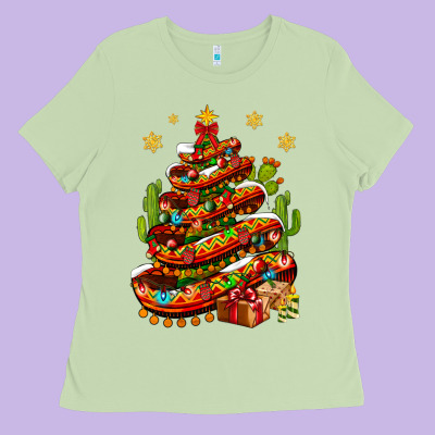 Christmas Feliz Navidad Sombrero Tree Ladies Tee Designed By Bundleandbundleshop