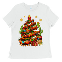 White Christmas Feliz Navidad Sombrero Tree Ladies Tee - BundleAndBundleShop
