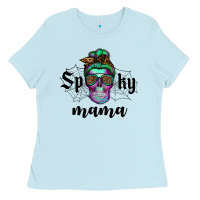 Baby Blue spooky mama skull Ladies Tee - RanaPortraitStore