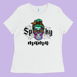 Spooky Mama Skull Ladies Tee Designed By Ranaportraitstore