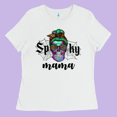 Spooky Mama Skull Ladies Tee Designed By Ranaportraitstore