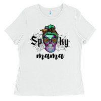 White spooky mama skull Ladies Tee - RanaPortraitStore