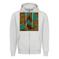 Dove Grey tiger leopard turquoise glitter seamless pattern Zipper Hoodie - BundleAndBundleShop
