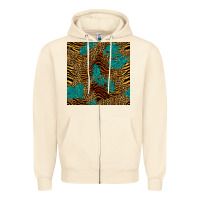 Sandshell tiger leopard turquoise glitter seamless pattern Zipper Hoodie - BundleAndBundleShop