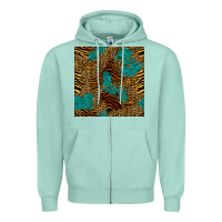 Seafoam tiger leopard turquoise glitter seamless pattern Zipper Hoodie - BundleAndBundleShop