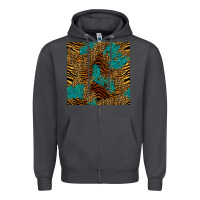 Smoke tiger leopard turquoise glitter seamless pattern Zipper Hoodie - BundleAndBundleShop