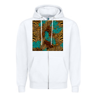 White tiger leopard turquoise glitter seamless pattern Zipper Hoodie - BundleAndBundleShop