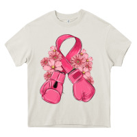 Cream breast cancer with boxing gloves Heavy Core Tee - MaliasSmallBusiness