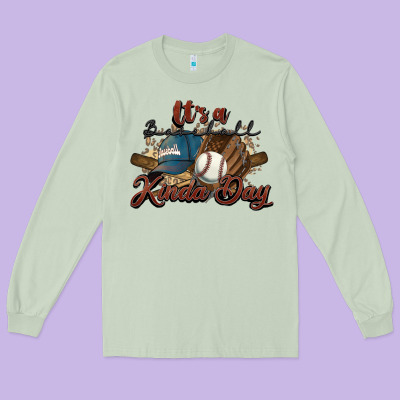 It's A Baseball Kinda Day Long Sleeve Tee Designed By Howdyjamesfarm