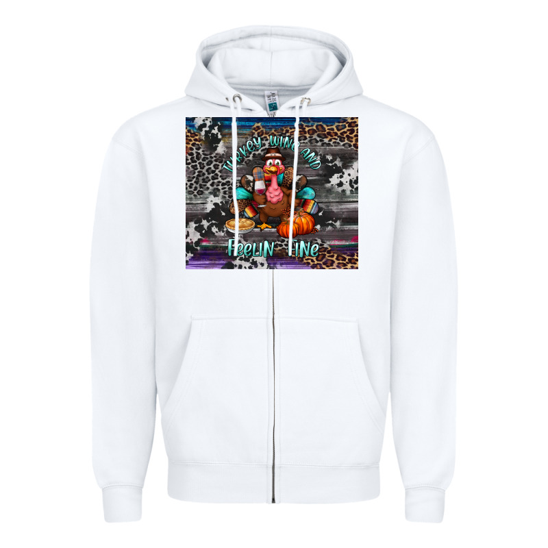 Turkey Wine And Feelin Fine Tumbler Zipper Hoodie by BundleAndBundleShop | Teevron