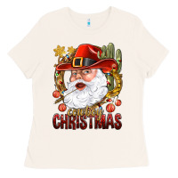 Bone Cowboy Christmas Santa Ladies Tee - BundleAndBundleShop