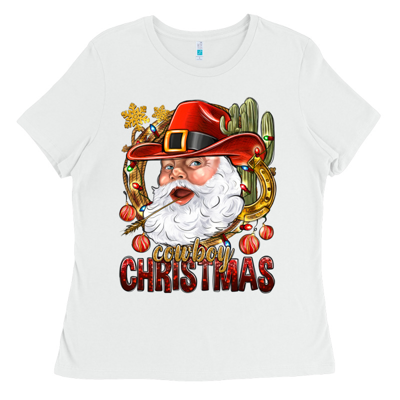 Cowboy Christmas Santa Ladies Tee by BundleAndBundleShop | Teevron