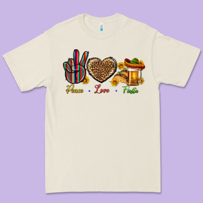 Peace Love Fiesta Premium Tee Designed By Bundleandbundleshop