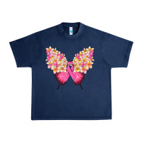 Navy Pink ribbon Breast Cancer butterfly Urban Heavy Tee - NancyCooperArtShop