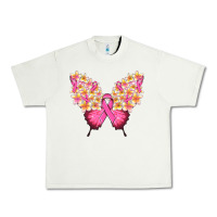 Pistachio Pink ribbon Breast Cancer butterfly Urban Heavy Tee - NancyCooperArtShop