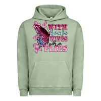 Pigment Oil Green with brave wings she flies Urban Hoodie - BarkalooDesign