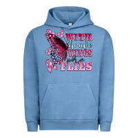 Pigment Pebble Blue with brave wings she flies Urban Hoodie - BarkalooDesign