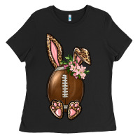 Black American Football Easter Bunny Ladies Tee - BundleAndBundleShop