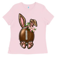 Bubblegum Pink American Football Easter Bunny Ladies Tee - BundleAndBundleShop