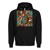 Black western gemstone aztec seamless pattern Zipper Hoodie - BundleAndBundleShop