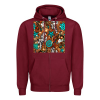Burgundy western gemstone aztec seamless pattern Zipper Hoodie - BundleAndBundleShop