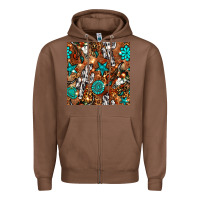 Chestnut western gemstone aztec seamless pattern Zipper Hoodie - BundleAndBundleShop
