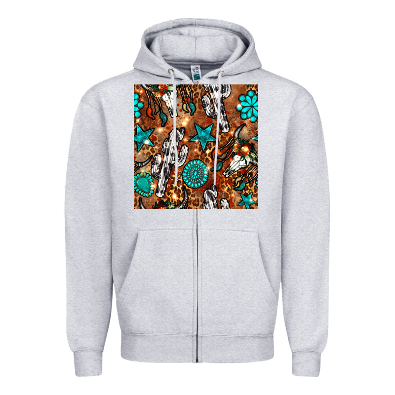 Western Gemstone Aztec Seamless Pattern Zipper Hoodie by BundleAndBundleShop | Teevron