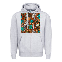 Heather Grey western gemstone aztec seamless pattern Zipper Hoodie - BundleAndBundleShop