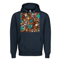 Navy western gemstone aztec seamless pattern Zipper Hoodie - BundleAndBundleShop