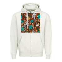 Oatmeal Heather western gemstone aztec seamless pattern Zipper Hoodie - BundleAndBundleShop