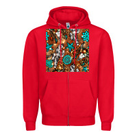 Red western gemstone aztec seamless pattern Zipper Hoodie - BundleAndBundleShop
