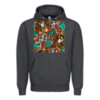 Smoke western gemstone aztec seamless pattern Zipper Hoodie - BundleAndBundleShop