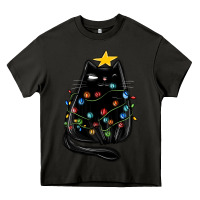 Asphalt christmas cat with lights Heavy Core Tee - MaliasSmallBusiness
