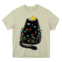 Mossy christmas cat with lights Heavy Core Tee - MaliasSmallBusiness