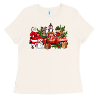 Bone Santa Snowman Reindeer Penguin Elf Christmas Truck Ladies Tee - BundleAndBundleShop