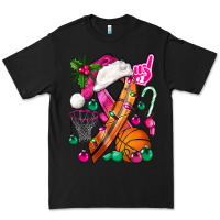 Pink Christmas Breast Cancer Ribbon Basketball Premium Tee | Teevron