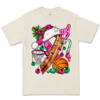 Bone Pink Christmas Breast Cancer Ribbon Basketball Premium Tee - BundleAndBundleShop