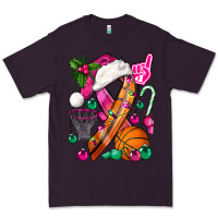 Plum Pink Christmas Breast Cancer Ribbon Basketball Premium Tee - BundleAndBundleShop