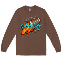 Chestnut Game day leopard fire and ball Long Sleeve Tee - HowdyJamesFarm
